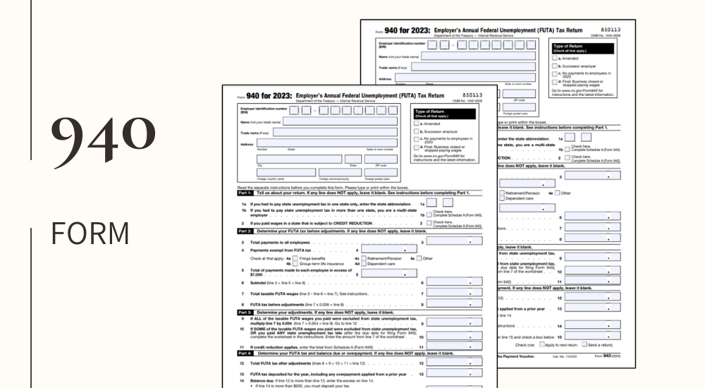 Printable federal tax form 940 for 2023-2024